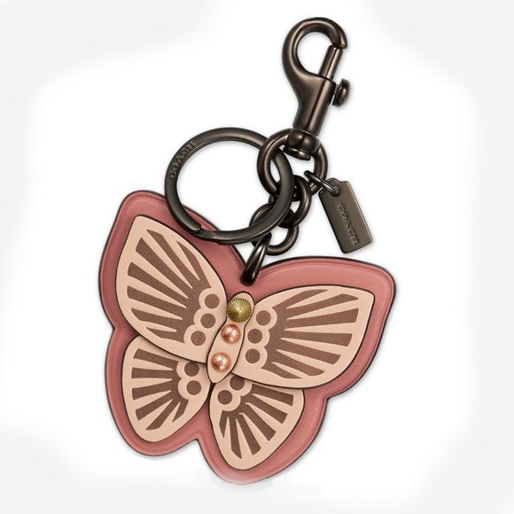 COACH 🦋 Butterfly 🦋 Pink Leather Bag Charm NWT RETAIL MODEL - Picture 2 of 5